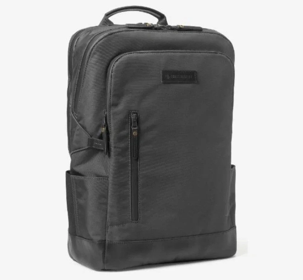 Johnston & Murphy Hudson Waterproof Backpack Black Leather Trim Travel Bag EUC